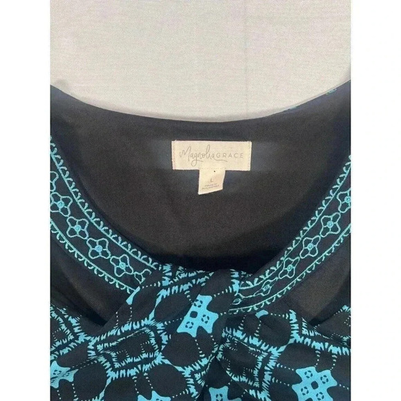 Magnolia Grace Sleeveless Black and Teal Dress Size Large - Picture 5 of 9